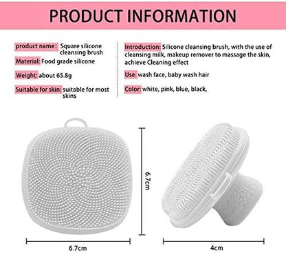 Back Scrubber for Shower & Face Scrubber, 2Pcs Silicone Exfoliating Brush Set with 17In Long Handle, Soft Body & Facial Cleansing Scrubber for Men Women
