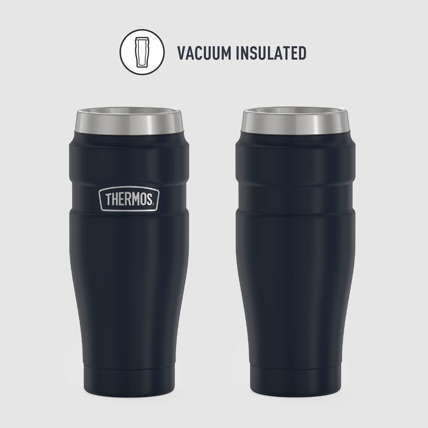 THERMOS Stainless King Vacuum-Insulated Travel Tumbler, 16 Ounce, Matte Steel
