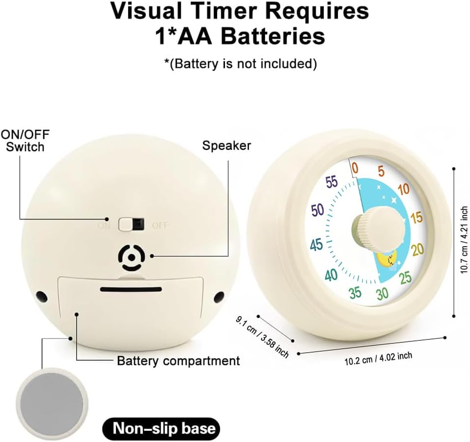 60 Minute Visual Timer with Silent Operation Visual Countdown Timer Rainbow Disk 60 Minute Countdown Timer Task Reminder Home and Kitchen Timer for Kids Desk, Office Meetings (Green)