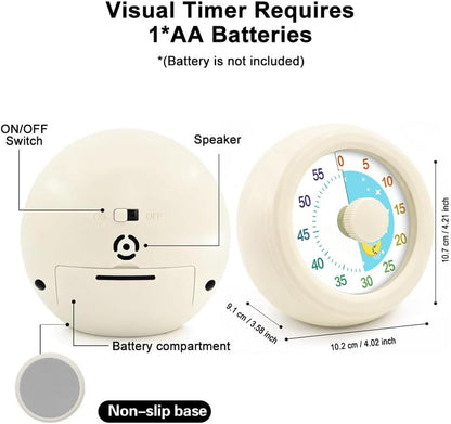60 Minute Visual Timer with Silent Operation Visual Countdown Timer Rainbow Disk 60 Minute Countdown Timer Task Reminder Home and Kitchen Timer for Kids Desk, Office Meetings (Green)