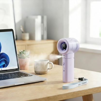 Handheld Turbo Misting Fan with LED Display & Safety Lock