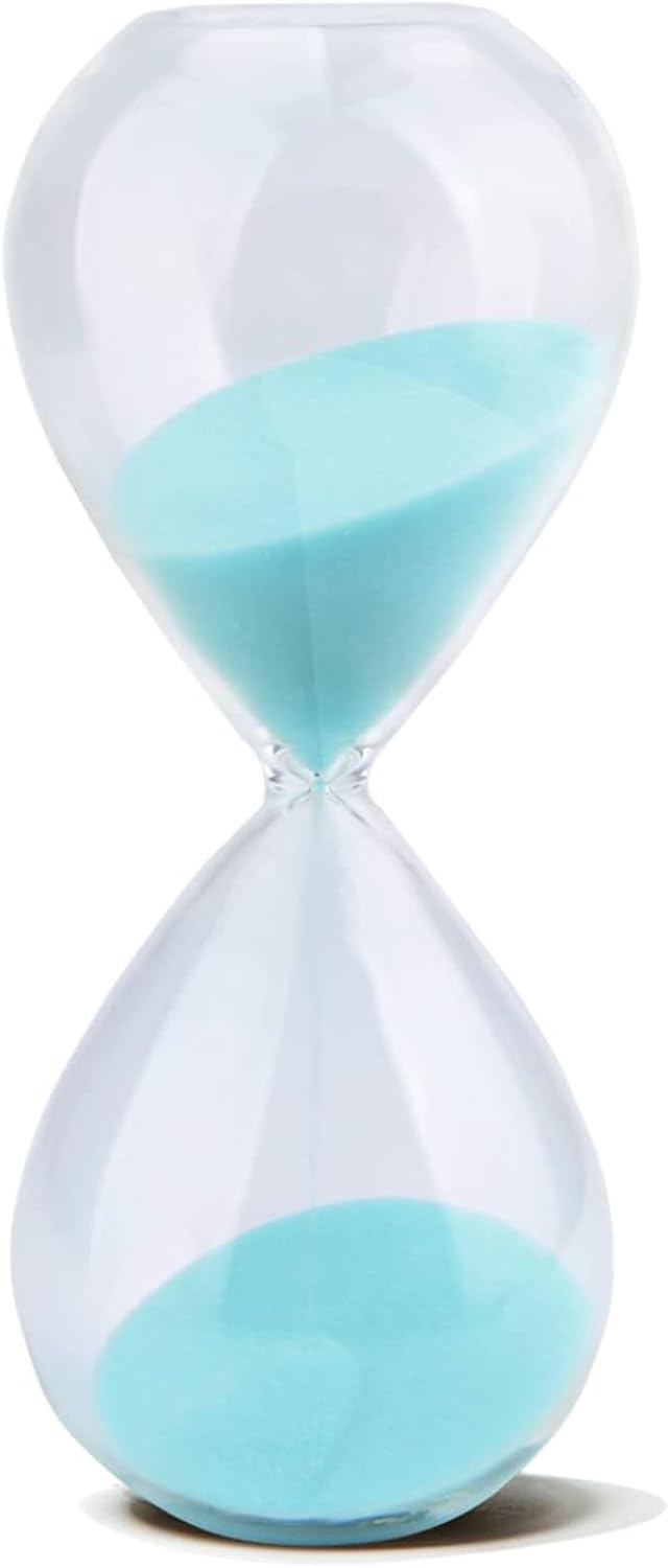 Hourglass, HoveBeaty Black Sand Timer, 15 Minute Hand-Blown Glass
