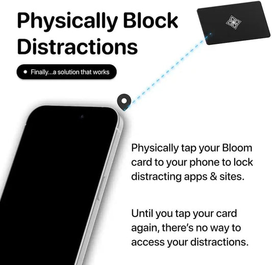 Bloom Card - App Blocker & Screen Time Tool - As Seen On Shark Tank - Subscription-Free Focus Device - Stainless Steel Keycard for iPhone & Android