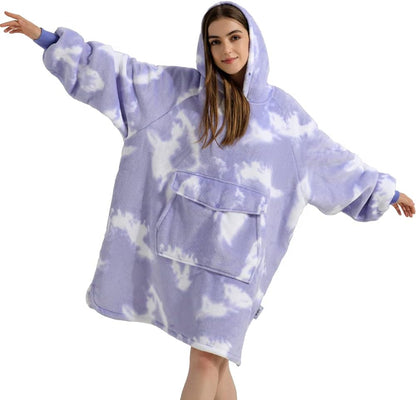 Krifey Wearable Blanket Hoodie, Oversized Sherpa Hooded Blanket for Adults | Soft sherpa fleece with sleeves and pocket; oversized fit for lounging, WFH, camping, Christmas and white elephant gifts.
