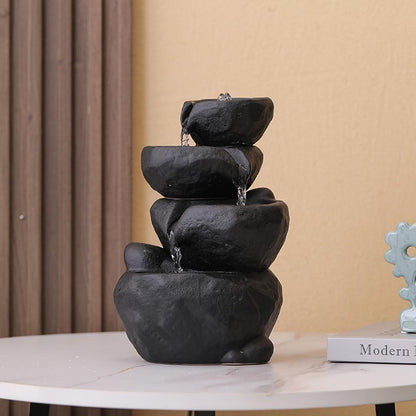 Outdoor Indoor Fountain Tabletop Water Feature Waterfall Home and Garden Decoration (White)