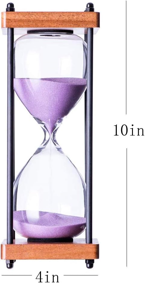 Large Hourglass Timer 60 Minute, Decorative Wooden Sandglass, Black