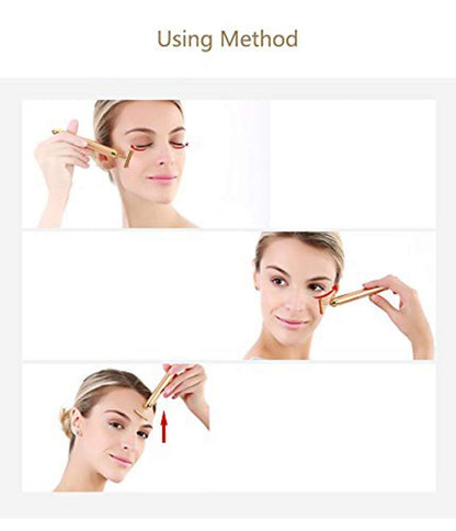 Beauty Bar 24k Golden Pulse Facial Massager, T-Shape Electric Sign Face Massage Tools for Sensitive Skin Face Pull Tight Firming Lift