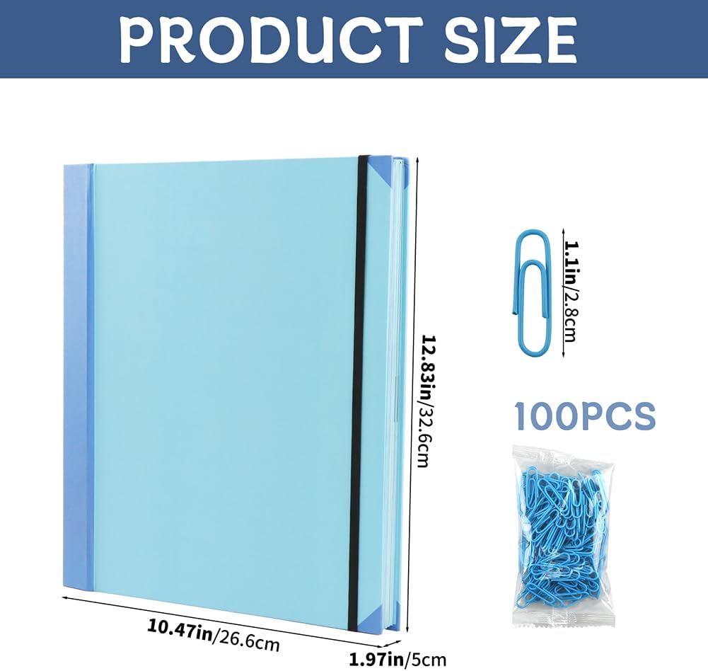 Important Document Organizer, A4 Portfolio Binder Folder with Labels, Blue