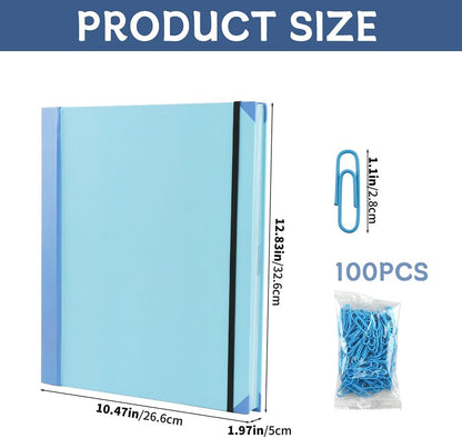 Important Document Organizer, A4 Portfolio Binder Folder with Labels, Blue