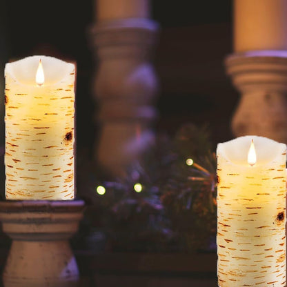 2PACK Outdoor Plastic flameless Candles with Remote Control and Timer, LED Flickering Battery Operated Electric Pillar Candles (D3 xH5.5) for Camping, Weddings, Home Decoration