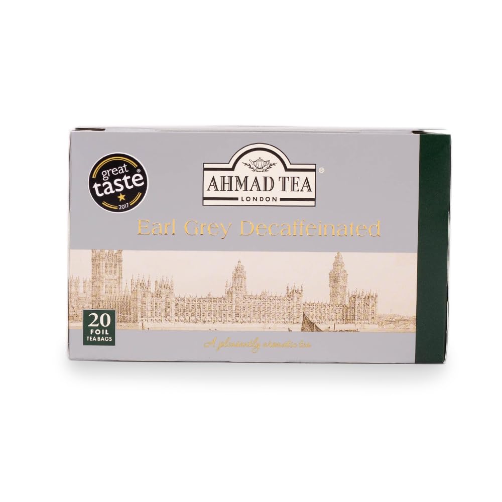 Ahmad Tea, Decaffeinated Earl Grey Tea, 20 Tagged and Aluminium Foil Envelopes (Pack of 2)