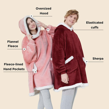 Bedsure Blanket Hoodie, Wearable Blanket Hoodie as Gifts for Mom, Birthday Gifts for Women Kids Teens Mother's Day Sherpa Sweatshirt, Grey, Standard