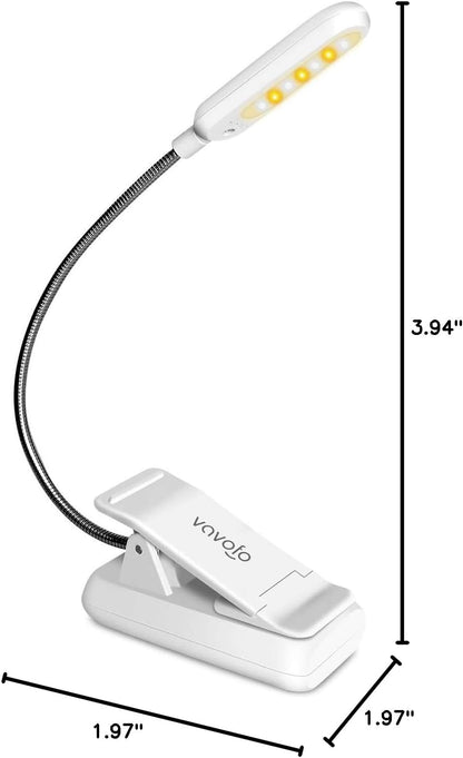 VAVOFO Clip On Book Light for Bed Kids, 7 LED Reading Light with 9-Level Warm Cool White Daylight, Eye Care Lamp with Power Indicator for Bookworms (Blue)