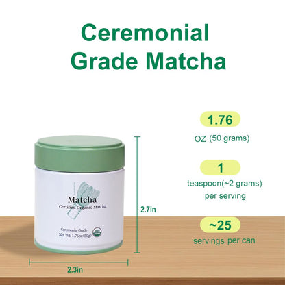 MatchAdmire Matcha Powder Premium First Harvest USDA Certified Organic Green Tea Matcha latte, Rich Flavor, 100% Vegan with No Fillers, Radiation-Free (50g Culinary Grade Matcha)