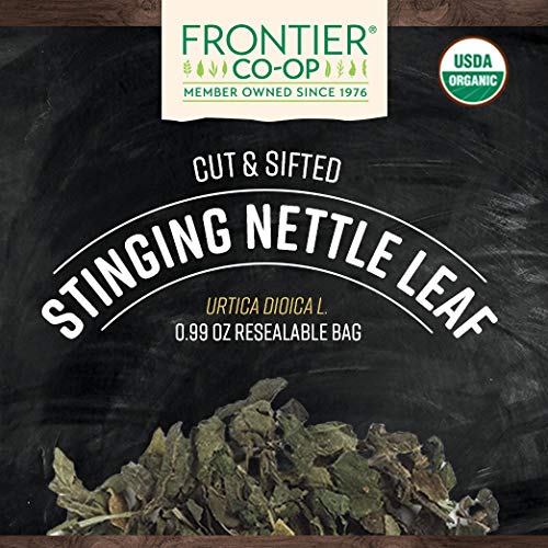 Frontier Co-op Organic Stinging Nettle Leaf, Resealable Bag, Cut & Sifted, Ideal for Making Nettle Tea, Kosher | 0.99 Ounce (Pack of 1)