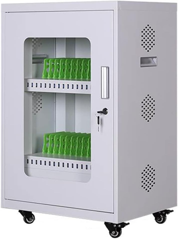 50 Slot Cellphone Charging Station Mobile Charging Cart for Office Classroom & Conference Rooms Secure Locker for Phones White Color Ideal for Group Events(White 40)