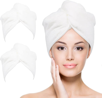 YoulerTex Microfiber Hair Towel Hairs Wrap: 2 Pack 10X26 Hair Dryer Towels for Women Absorbent Turban Twist Drying Shower Cap Curly Hairs Products for Hair's Care Accessories (Navy Blue)