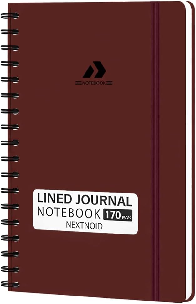 Nextnoid Lined Spiral Notebook Journal For Women & Men - A5(5.8" x 8.3") 170 Pages, Hardcover Notebooks for Work & Note Taking, College Ruled Journals for Writing - Grey