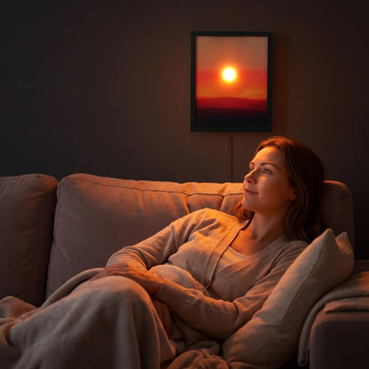 Creative Sunset Wall Lamp, Wall Decoration Art, Rechargeable Sunset Projection Lamp with Lift Control, Wall-Mounted Sunrise to Sunsets Atmosphere Light for Bedroom Living Room Party (8.6 x 10.6″)