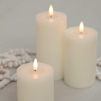 ANGELLOONG Flickering Flameless Candles, Realistic Battery Operated Candles with Remote and Timer, Set of 3 LED Candles for Fall Room Home Wedding Decor Centerpieces Table Party Christmas Decorations
