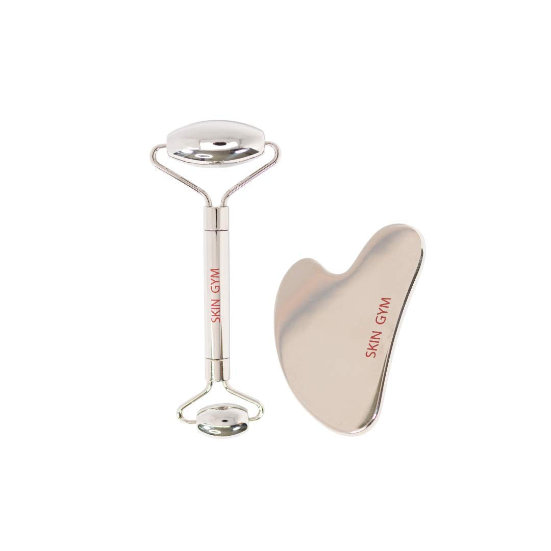 Skin Gym Jade Facial Roller & Gua Sha Tool Workout Set, Revitalizing Skincare for Enhanced Glow & Smooth Skin
