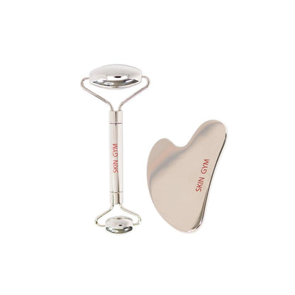 Skin Gym Jade Facial Roller & Gua Sha Tool Workout Set, Revitalizing Skincare for Enhanced Glow & Smooth Skin