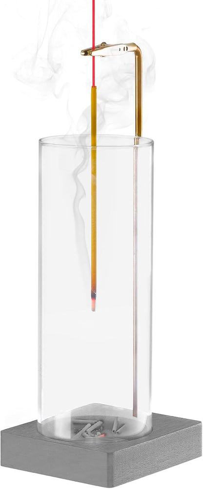 1 Pack Incense Holder for Sticks, Insence-Stick Holder Ash Catcher with Removable Glass [Anti-Ash Flying], Mess-Free Incense Burner Holder, Perfect for Meditation Yoga Relaxation, Home Decor