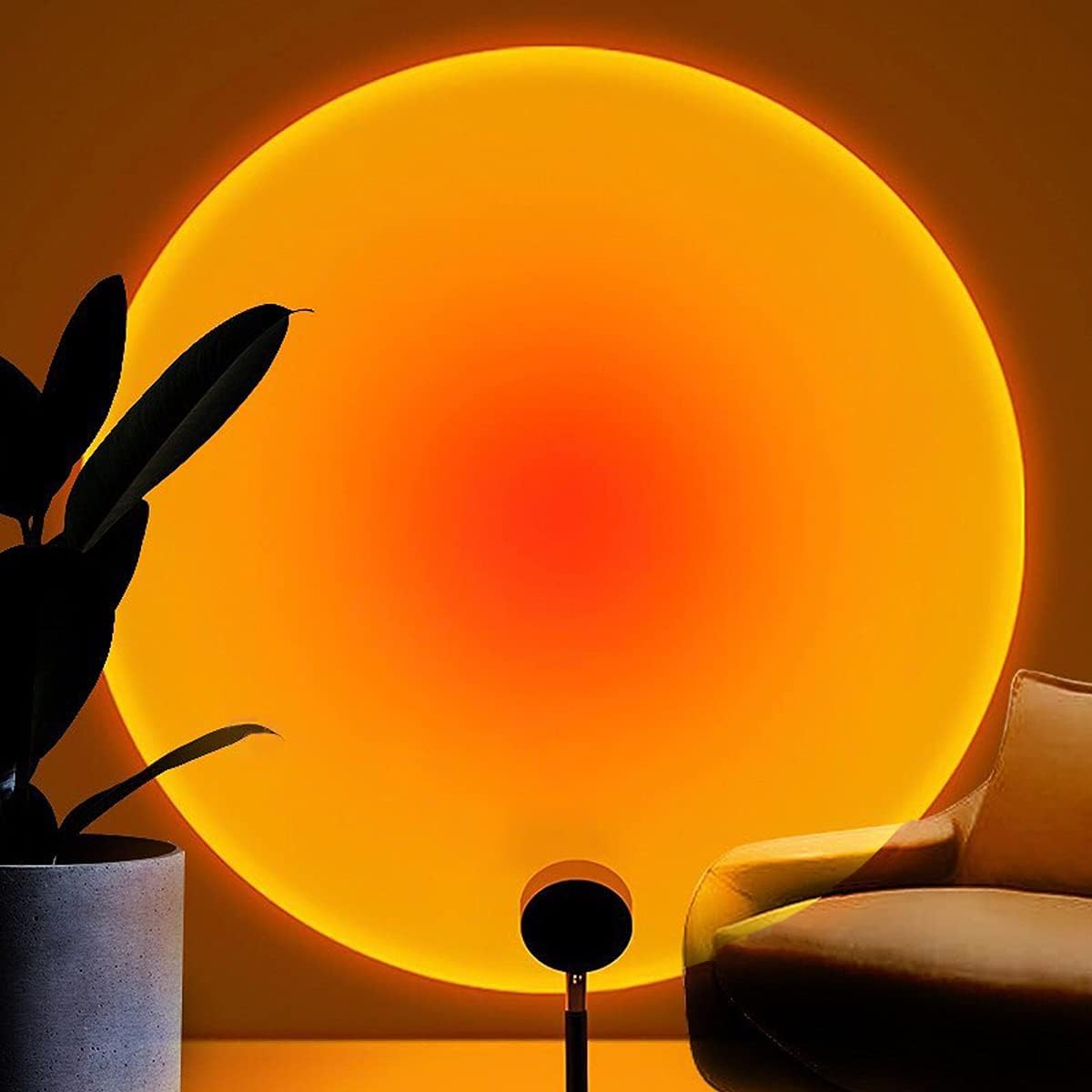 Balkwan Sunset Lamp Projection Rotation Rainbow Projection Lamp Led Romantic Visual Led Light Network Red Light with USB Modern Floor Stand Night Light Living Room Bedroom Décor (Multicoloured)