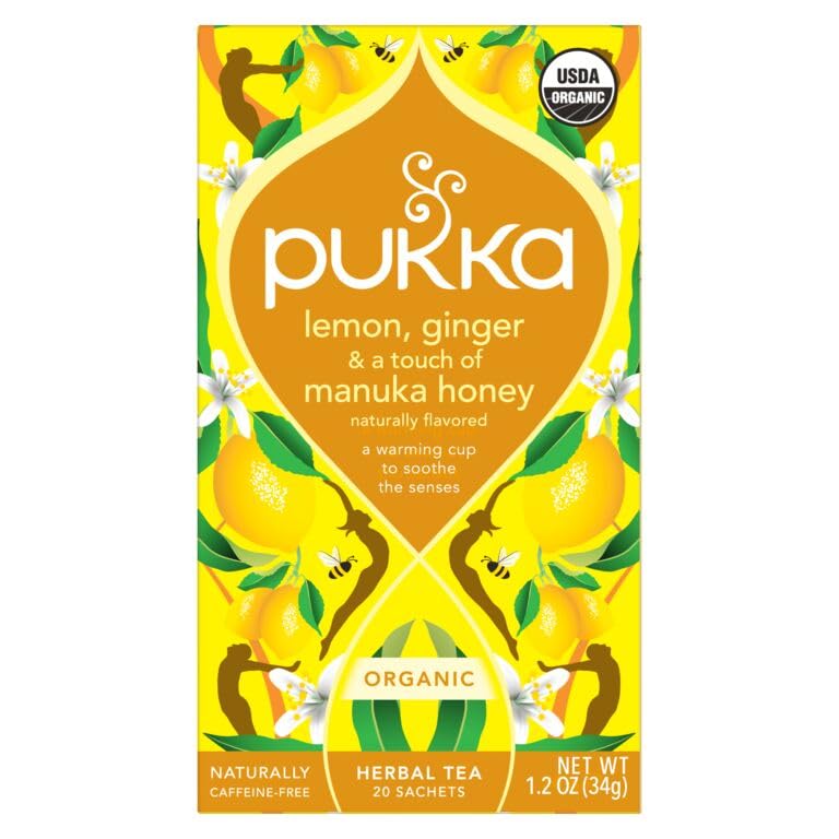 Pukka Organic Lemon, Ginger & Manuka Honey Herbal Tea, 80 Bags