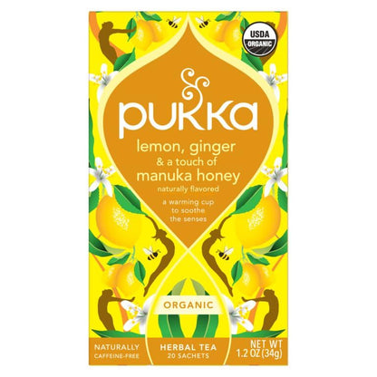 Pukka Organic Lemon, Ginger & Manuka Honey Herbal Tea, 80 Bags