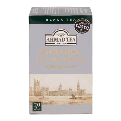 Ahmad Tea, Decaffeinated Earl Grey Tea, 20 Tagged and Aluminium Foil Envelopes (Pack of 2)