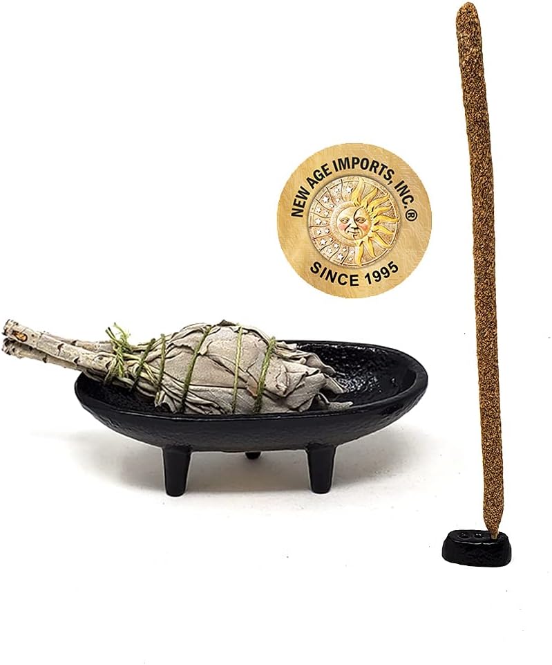 Cast Iron Incense Burner 4" L 2" H, Ideal for smudging, Incense Burning, Ritual Purpose, Decoration etc. (4" L)