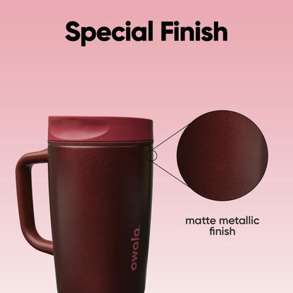 Owala SmoothSip Slider Insulated Stainless Steel Coffee Tumbler, Reusable Iced Coffee Cup, Hot Coffee Travel Mug, BPA Free 12 oz, Pink (Pucker Up)