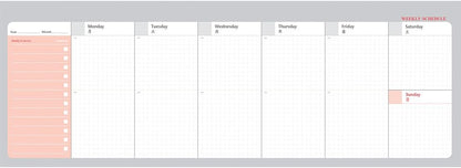 PAPERIAN Brilliant Weekly Scheduler - Wirebound Undated Weekly Planner Pad Scheduler (Red)