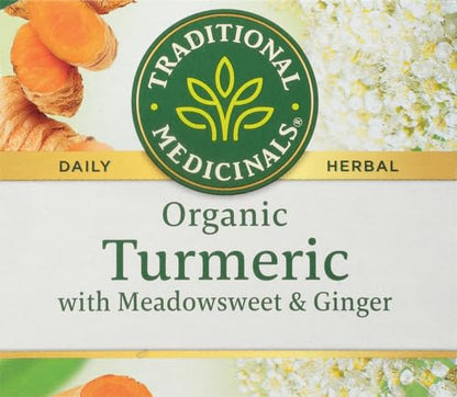 Traditional Medicinals Tea Turmeric Meadowsweet & ginger,16 count.