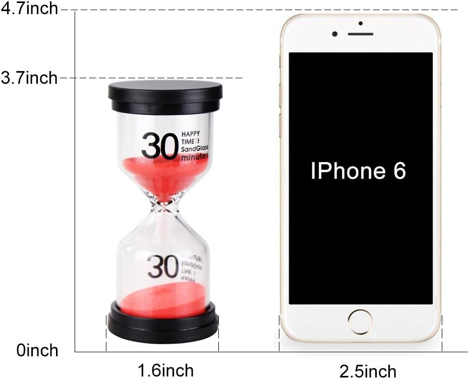 EMDMAK Sand Timer Colorful Hourglass Sandglass Timer 1 min/3 mins/5 mins/10 mins/15 mins/30 mins Sand Clock Timer for Games Classroom Home Office(Pack of 6)