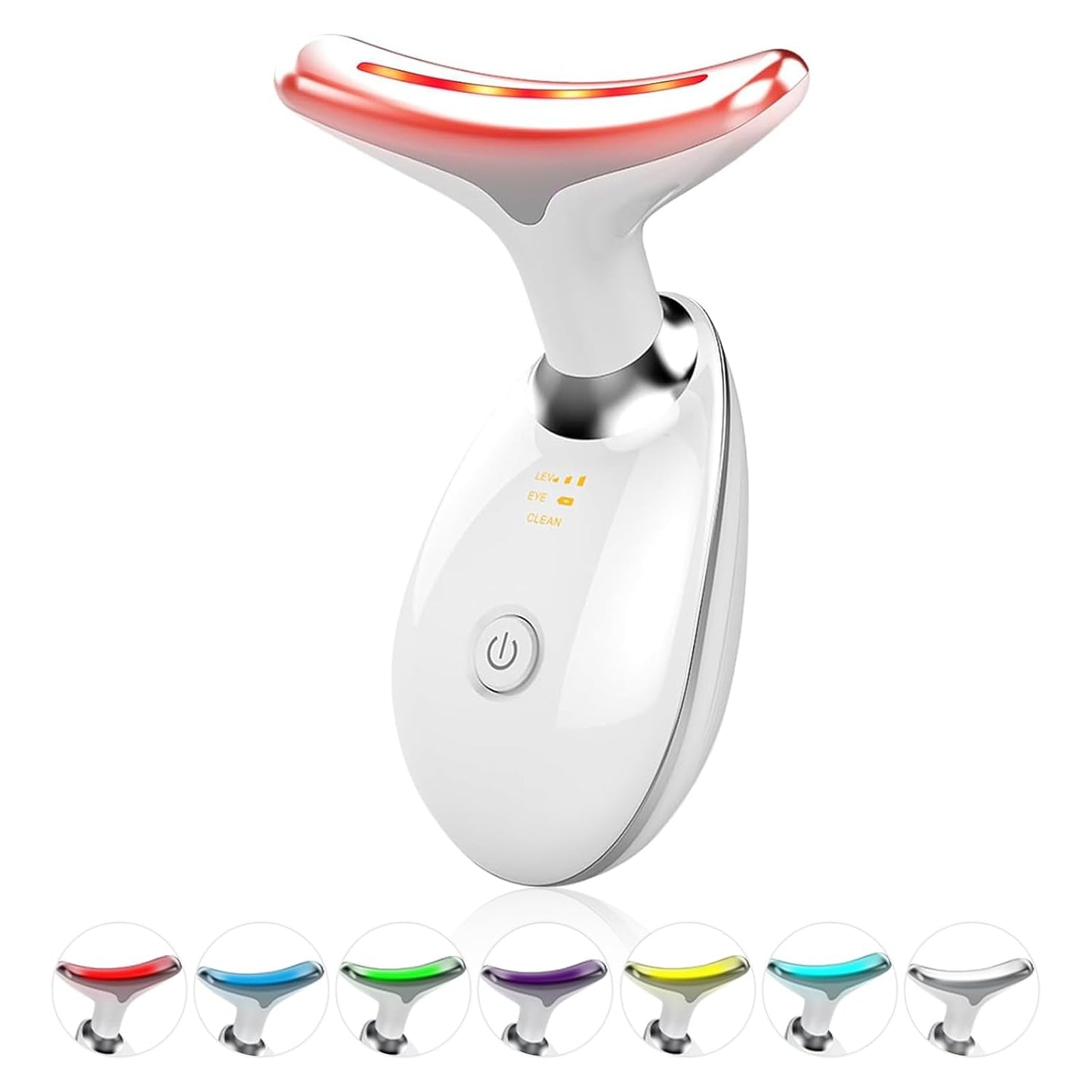 Portable Face Beauty Device, 7 Color Portable Face Massager Tool for Skin Care, Based on Triple Action LED, Thermal, and Vibration Technologies, at Home Skin Care Face Sculpting Tool(Glossy Black)