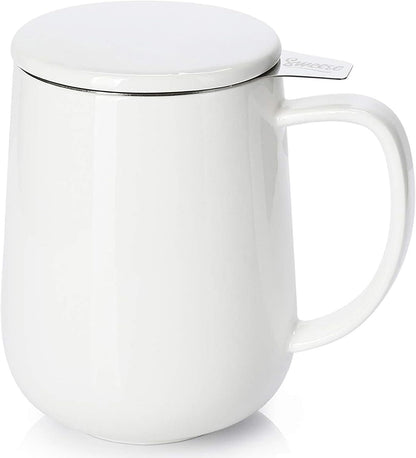 Sweese 20 OZ Porcelain Tea Mug with Infuser and Lid, Loose Leaf Tea Cup, Gifts for Tea Lover - Mint Green
