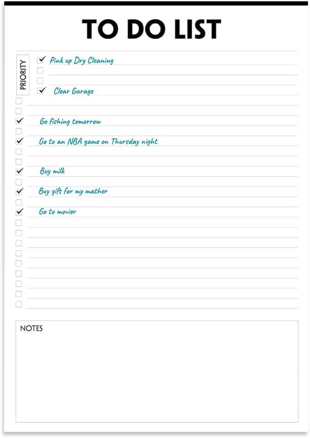 Nokingo To Do List Notepad - 5.5"x8.2", 50 Sheets, To Do Notebook with Check List Organizing, Tear Off, Simple Script, College Ruled To Do Planner for Daily Task