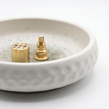 6 Inch Incense Holder with Ash Catcher,Handmade Crack Blue Glaze Ceramic Incense Burner Bowl with 9-Hole Design for Sticks,Cones,Coils Sage,Palo Santo - Perfect for Meditation,Yoga & Zen Home Décor