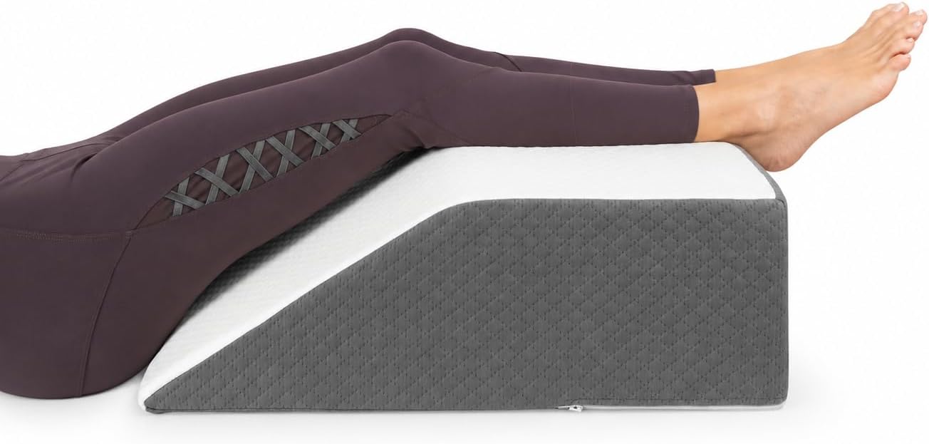 Kolbs Bed Wedge Pillow for Sleep Apnea, FSA Eligible Acid Reflux, and Back Pain Relief, with Chic Jacquard Cover - Headboard Wedges for Sleeping (5" Gentle Incline)