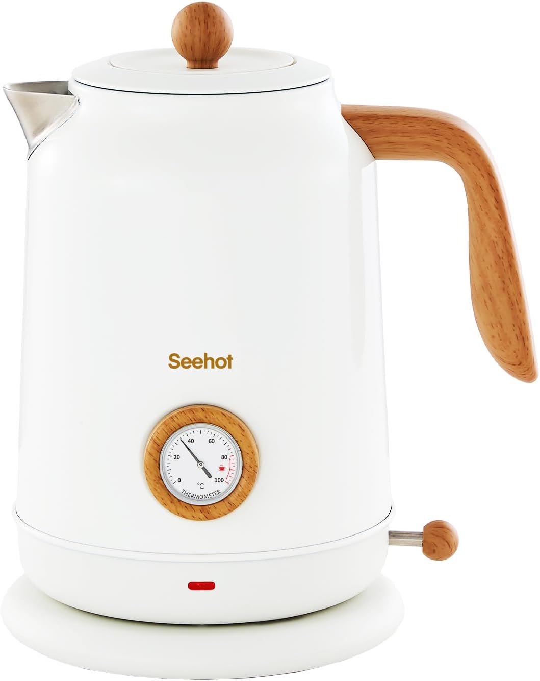Seehot® Electric Kettle With Thermometer, 1.7L Electric Tea Kettle, 1200W Hot Water Kettle Electric, Auto Shutoff, Boil-Dry Protection, 304 Stainless Steel, Cordless Base, Black