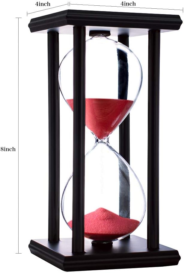 BELLAWARE Hourglass Timer with Red Sand, 60 Minute Wooden Sand Timer | Creative Handcraft Decoration
