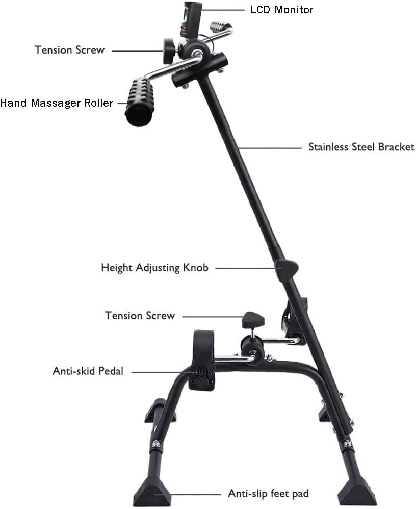 Pedal Exerciser Bike Hand Arm Leg and Knee Peddler Adjustable Fitness Equipment for Seniors, Elderly Home Pedal Exercise Bike for Total Body, with Gift Box