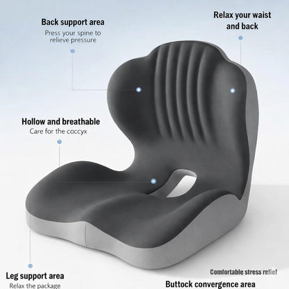 Ergonomic L-Shaped Memory Foam Seat Cushion with Lumbar Support, Designed to Help Relieve Tailbone, Coccyx & Lower Back Pain for Office,Truck, Car & Travel (Black)