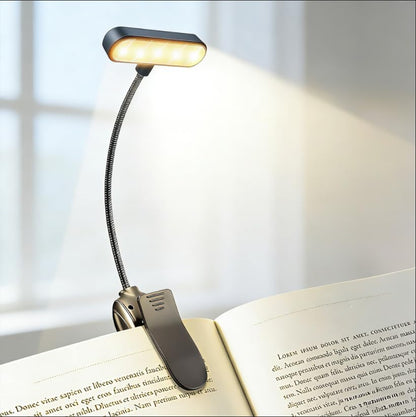 LED Book Light, Book Light for Reading in Bed, Eye Caring, 3 Colors & 5 Brightness, Rechargeable Long Lasting Reading Light, Lightweight Clip on Light, Gifts for Book Lovers (Black)