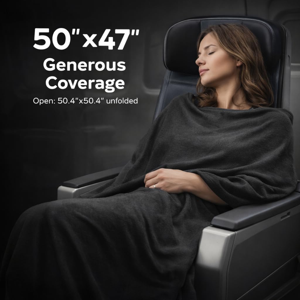 GForce Jersey Knit Travel Blanket| Packable| Fits Over Handle | Soft| Easy to Travel| Grey | Travel | Bag | Blanket |