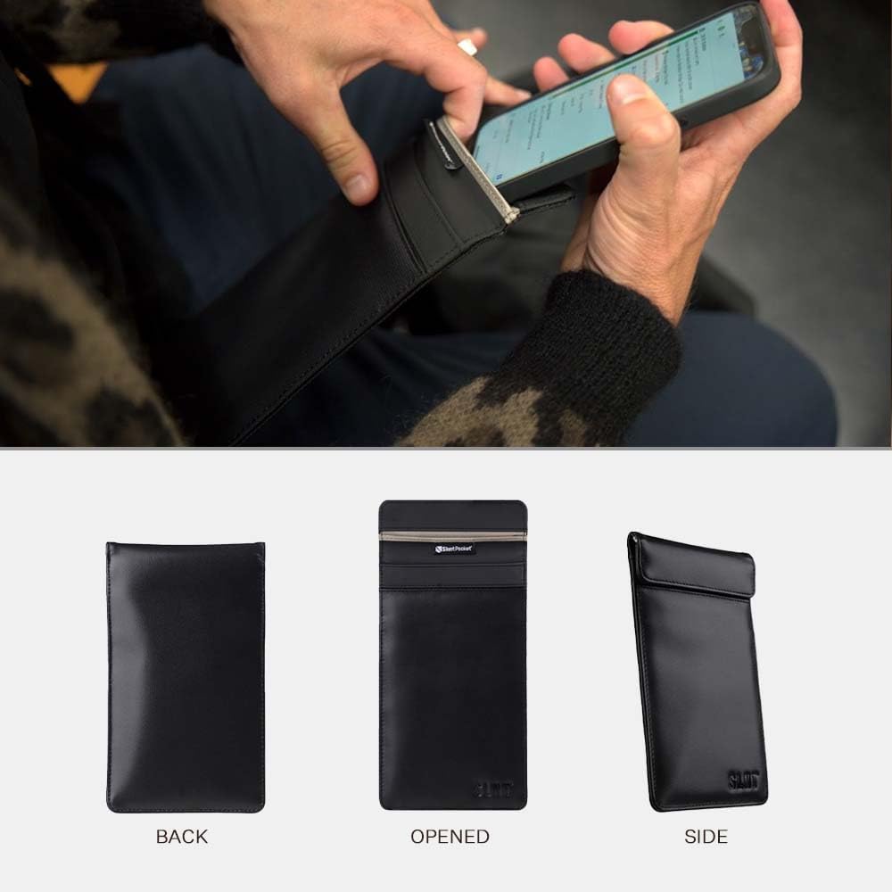 SLNT Faraday Phone Sleeve - Signal Blocking Pouch (Black, Medium)