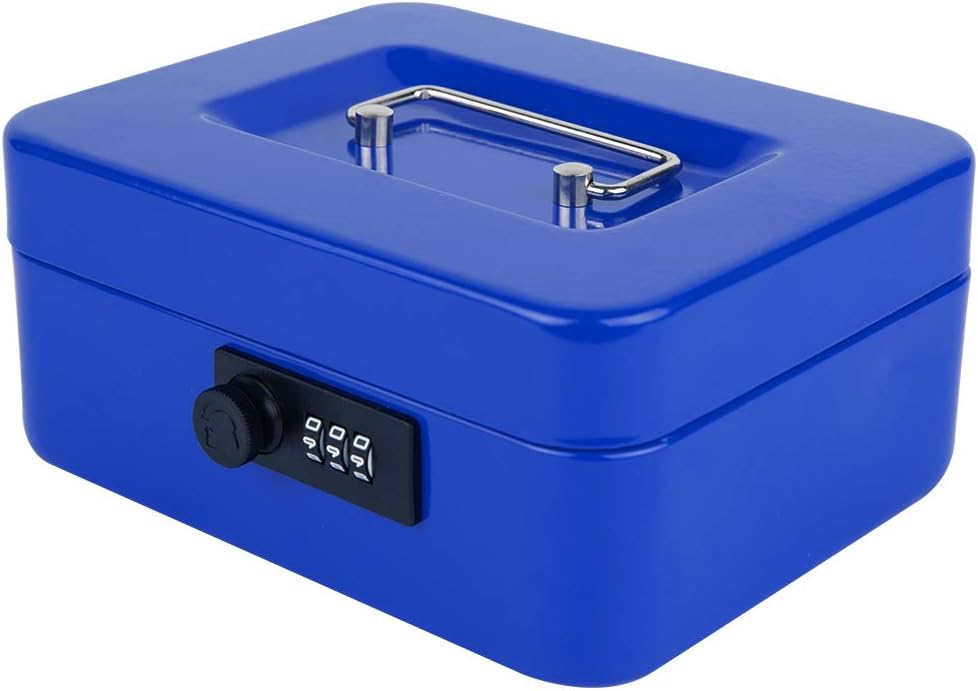 KYODOLED Small Cash Box with Combination Lock & Removable Money Tray, Black