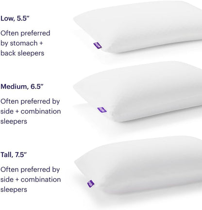 Purple Harmony Pillow - Medium Loft, Standard Size - Cooling Gel Neck and Side Sleeper Pillow, Weightless Medium Feel, GelFlex Grid and Talalay Latex Foam for Pressure-Relieving Support